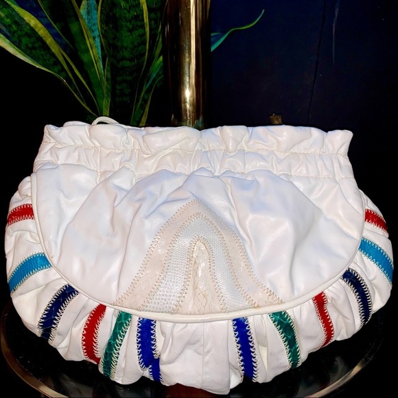 v i n t a g e :: Unique Large Leather Patchwork Crossbody Purse Clutch - Picture 3 of 12